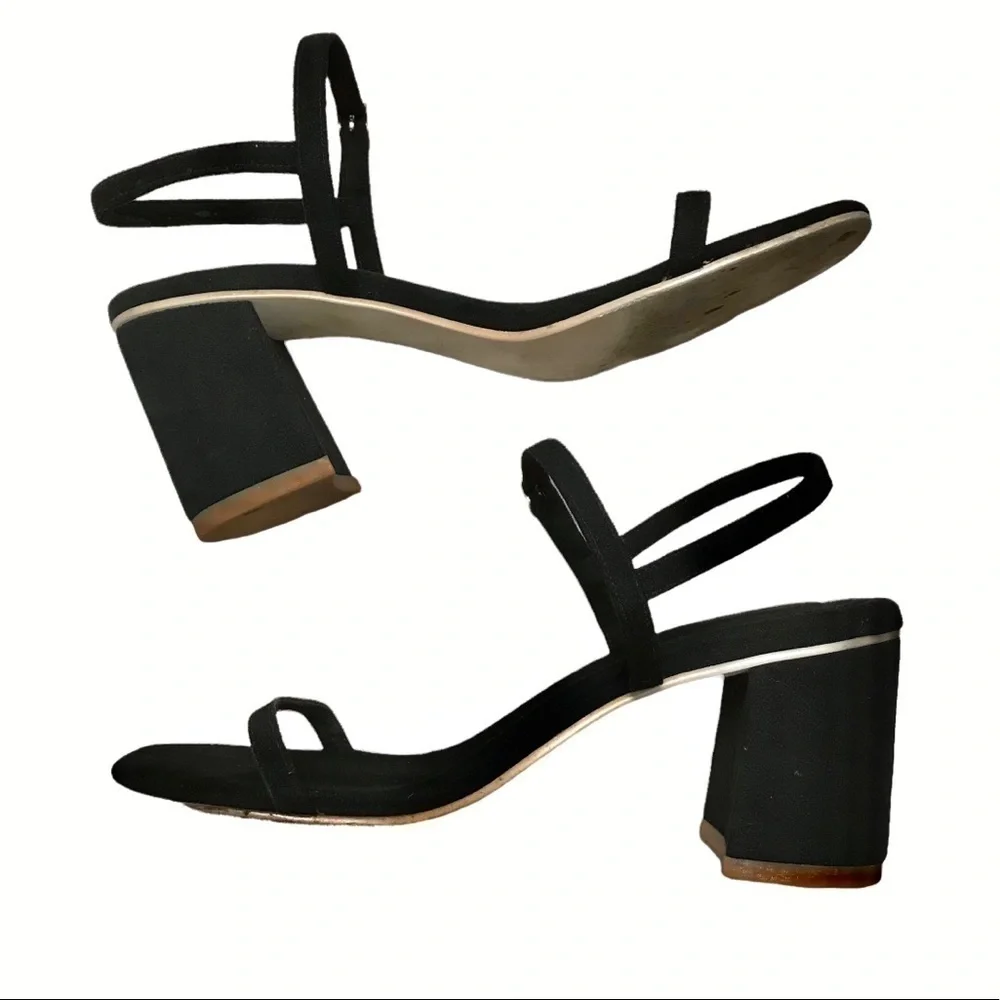 Rafa Black Simple Block Heel Sandal in Sloe US 7
